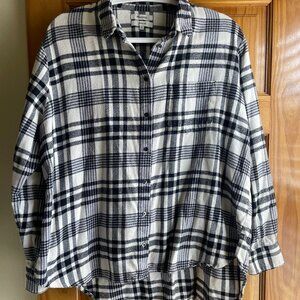 Madewell- Black and White Plaid Flannel- Size XL
